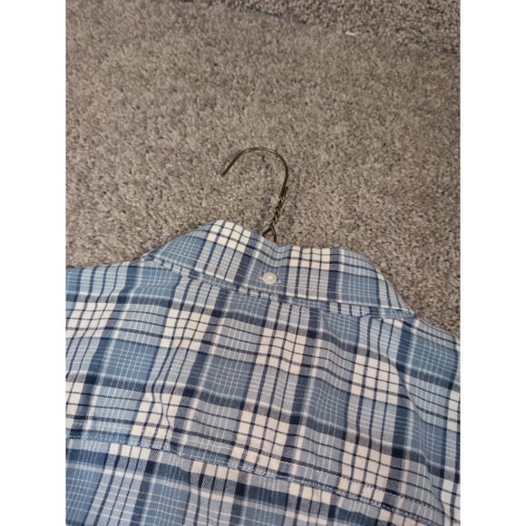 LL Bean Mens XL Traditional Fit Plaid Button Down Shirt Blue White Stretch - Picture 8 of 8